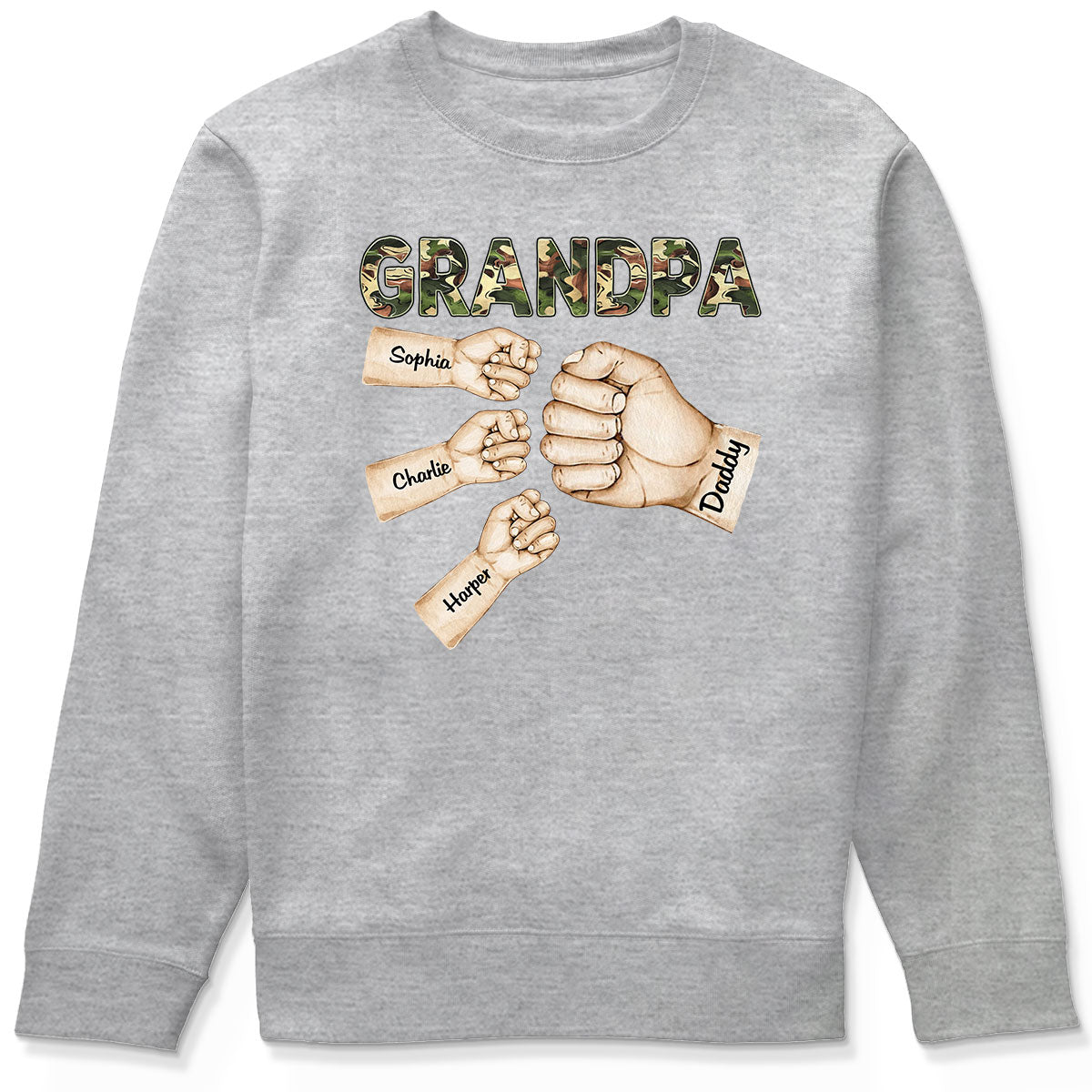 Camouflage Grandpa Dad Fist Bump Personalized Shirt