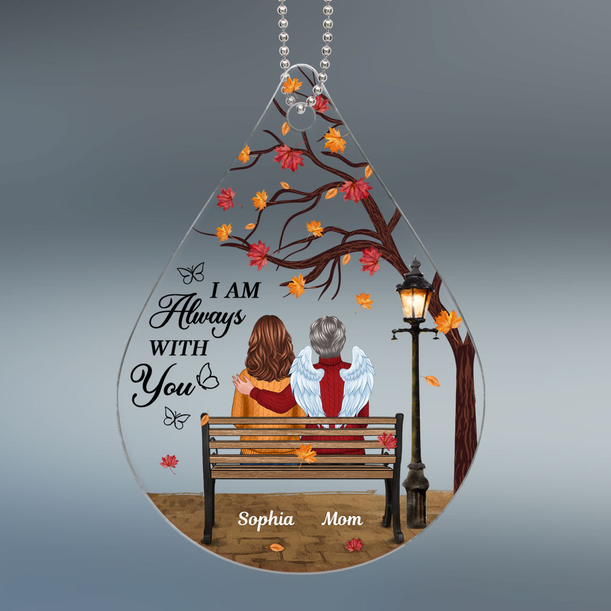 Always With You Memorial Keepsake Under Fall Tree Personalized Acrylic Ornament