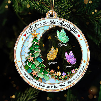 Trending Sisters Butterfly - Personalized Acrylic Ornament - Christmas Gift For Sisters, Girls