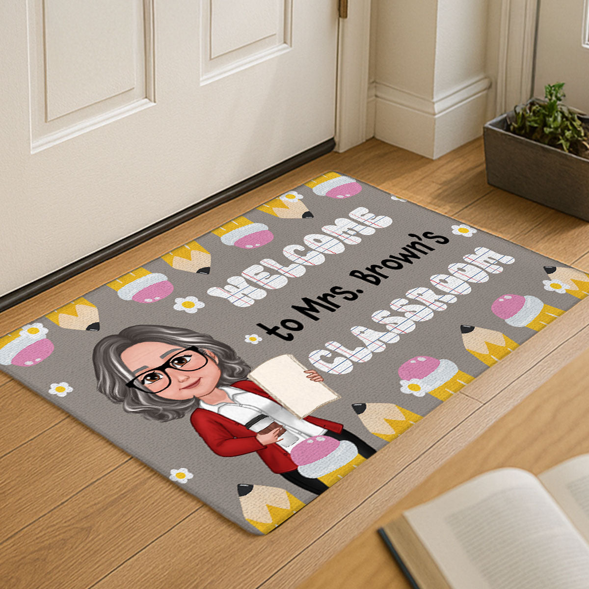 Classroom Decoration Welcome To Teacher Classroom Pencil Personalized Doormat