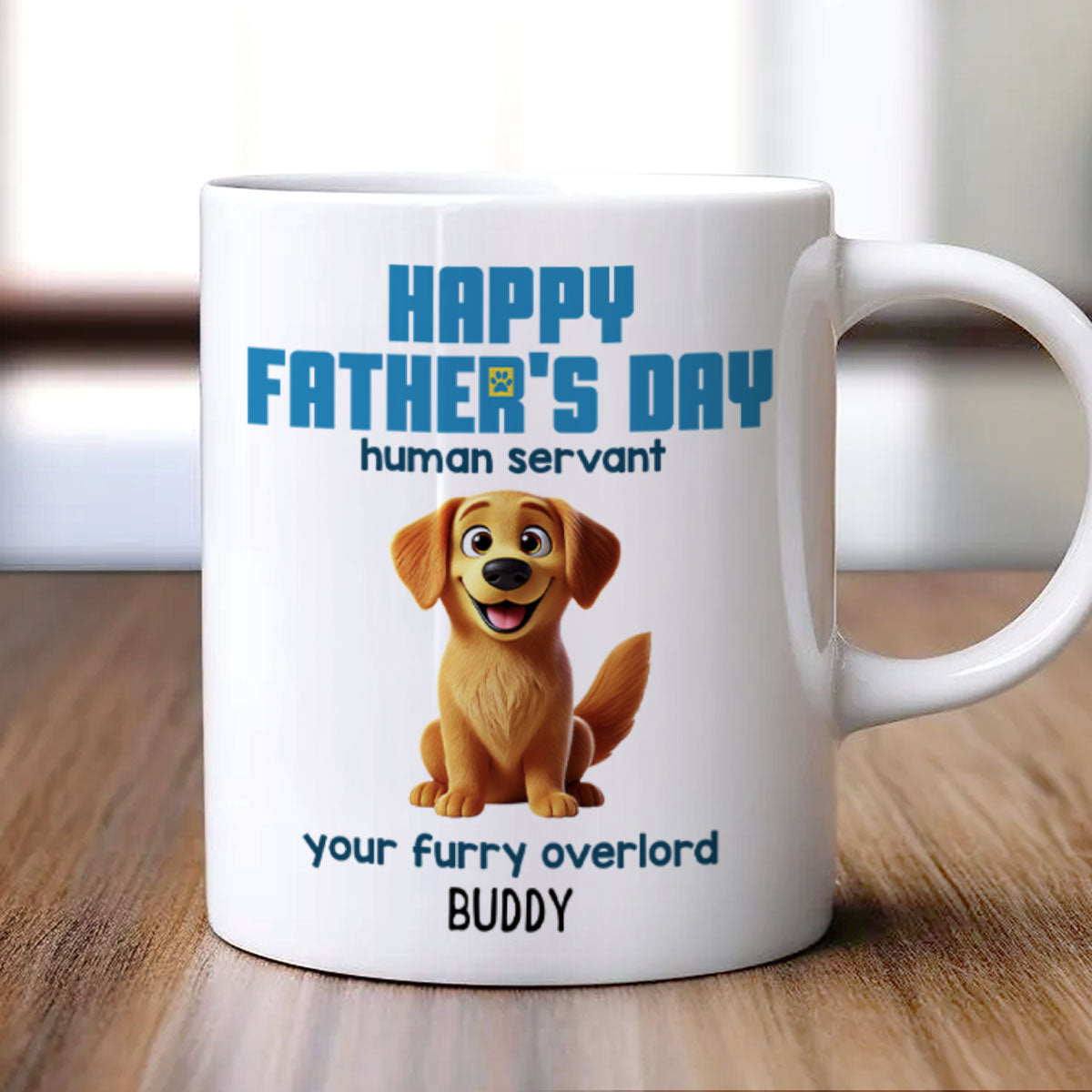 Happy Mother's Day Father's Day Human Servant Cartoon Funny Dogs Blue Tone Personalized Mug