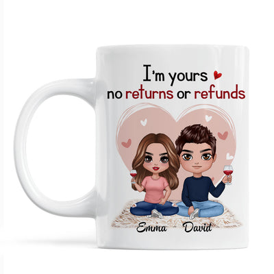 Pink Heart Doll Couple Sitting Gift For Him For Her Personalized Mug