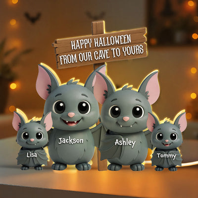 Bat Halloween Family Standing 3D Effect Personalized Light Box