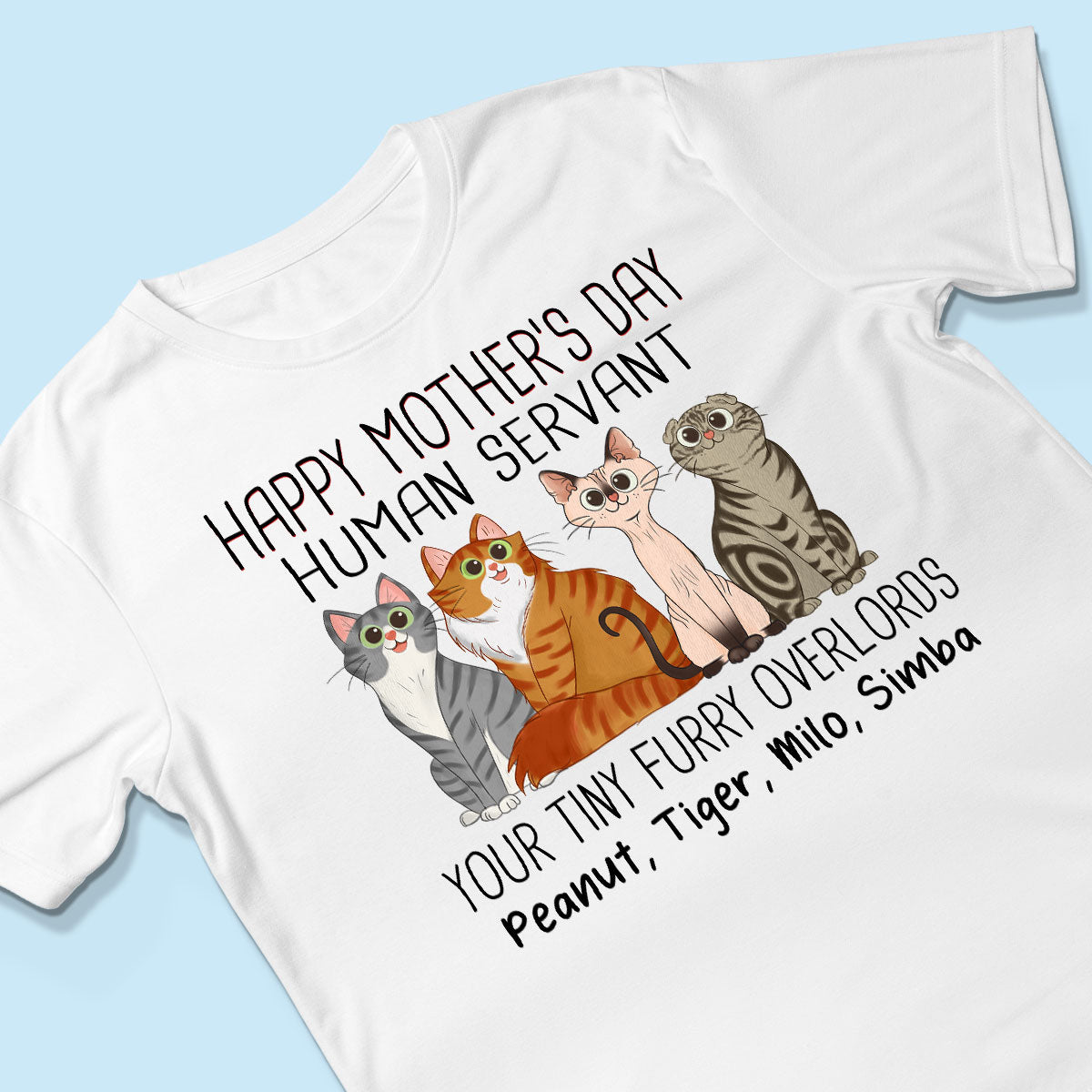 Cartoon Sitting Cats Happy Mother‘s Day Cat Human Servant Personalized Shirt