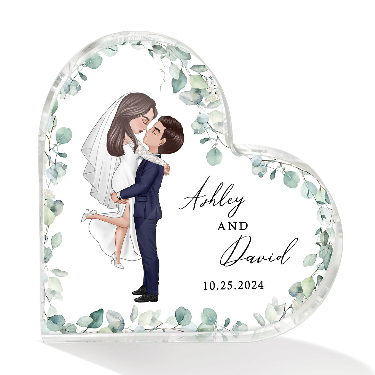 Groom & Bride Wedding Acrylic Heart Plaque, Anniversary Gift Mr & Mrs Keepsake, Engagement Gift For Couple, For Her, For Him