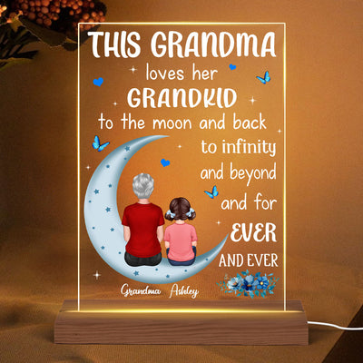 Grandma Loves Grandkids To Infinity Personalized Rectangle Acrylic LED Night Light