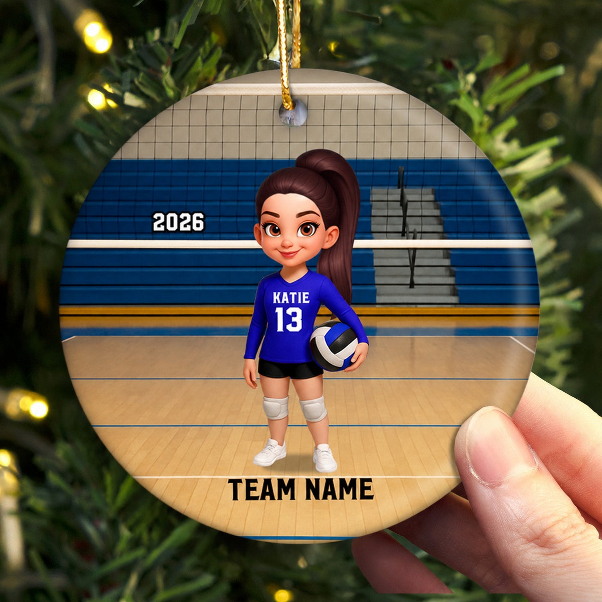 Volleyball Player On The Court - Personalized Ceramic Ornament - Christmas Gift For Volleyball Lovers, School Volleyball Team