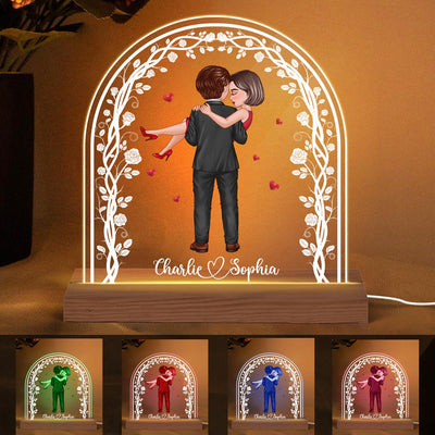 Embracing Hugging Doll Couple Flower Gate Personalized Custom Shape LED