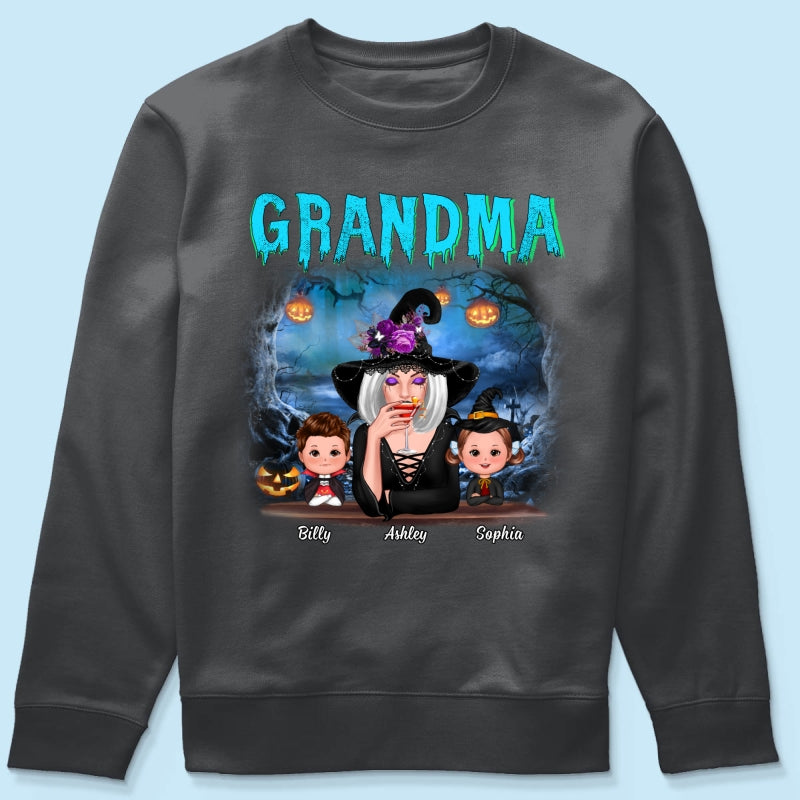 Halloween Night Grandma Witch And Kids Personalized Shirt