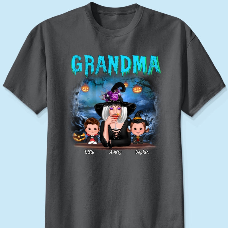 Halloween Night Grandma Witch And Kids Personalized Shirt