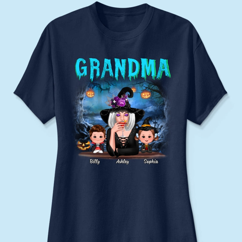 Halloween Night Grandma Witch And Kids Personalized Shirt