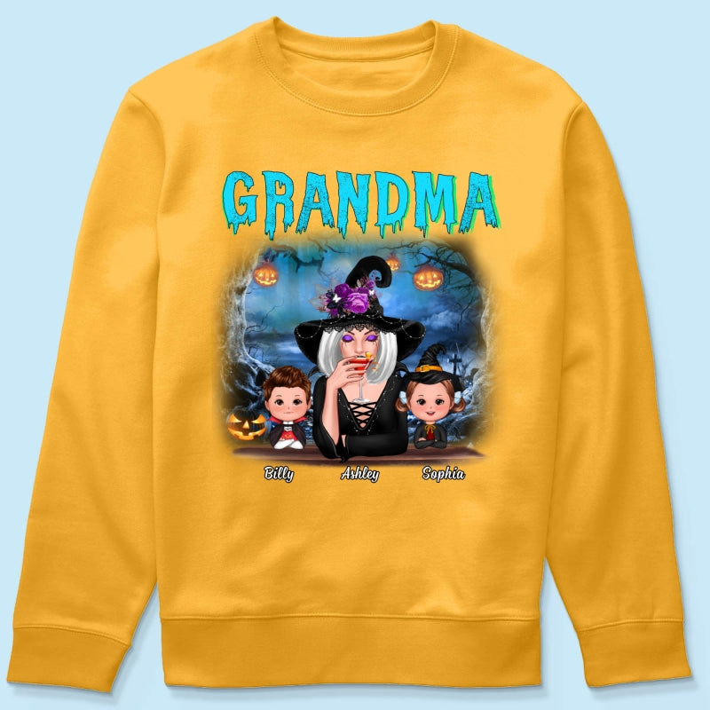 Halloween Night Grandma Witch And Kids Personalized Shirt