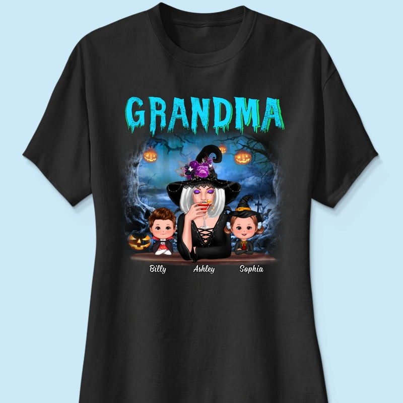 Halloween Night Grandma Witch And Kids Personalized Shirt