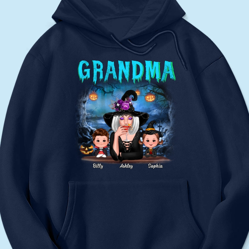 Halloween Night Grandma Witch And Kids Personalized Shirt
