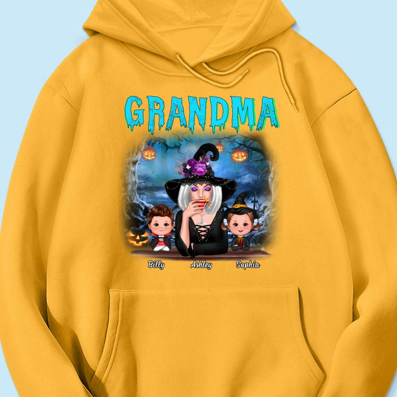 Halloween Night Grandma Witch And Kids Personalized Shirt