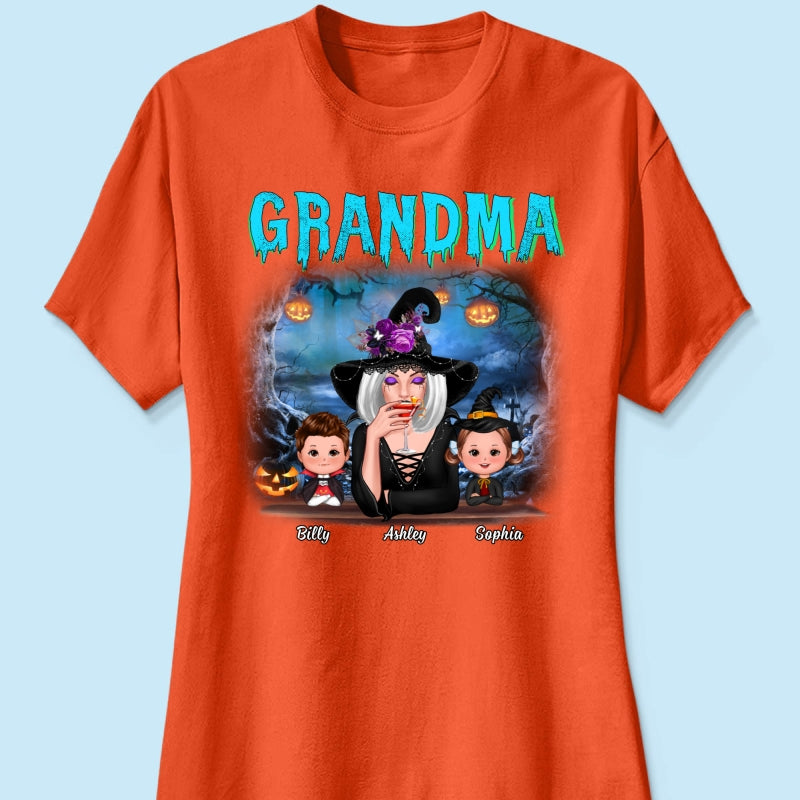 Halloween Night Grandma Witch And Kids Personalized Shirt