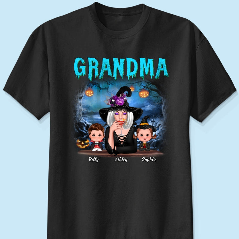 Halloween Night Grandma Witch And Kids Personalized Shirt