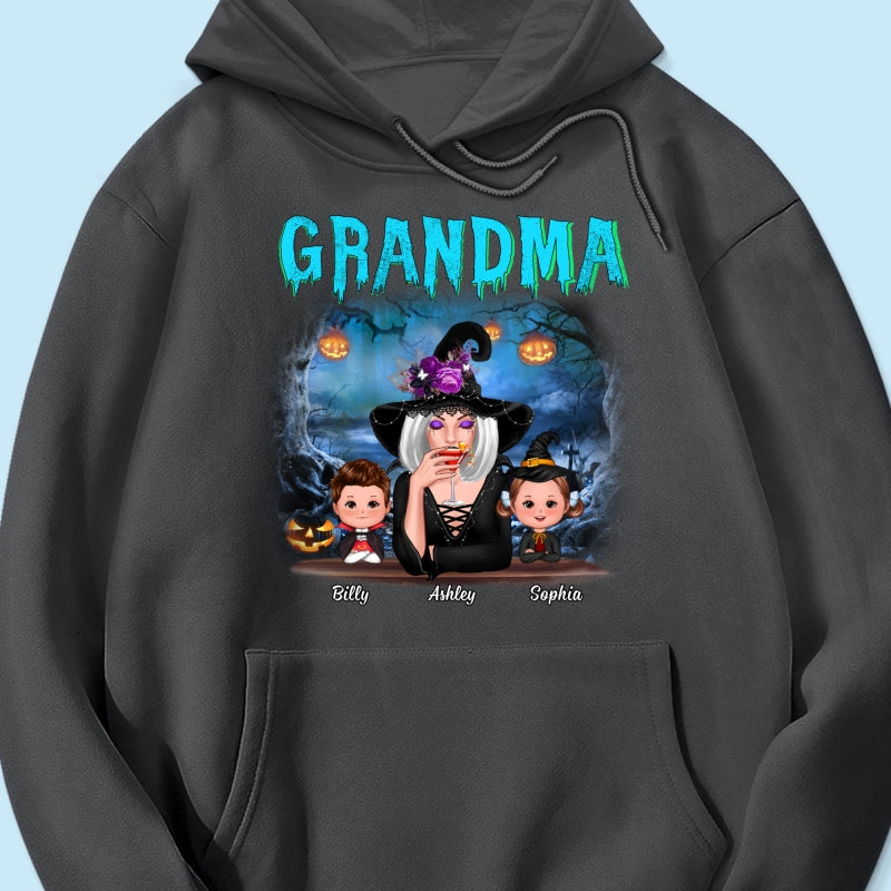 Halloween Night Grandma Witch And Kids Personalized Shirt
