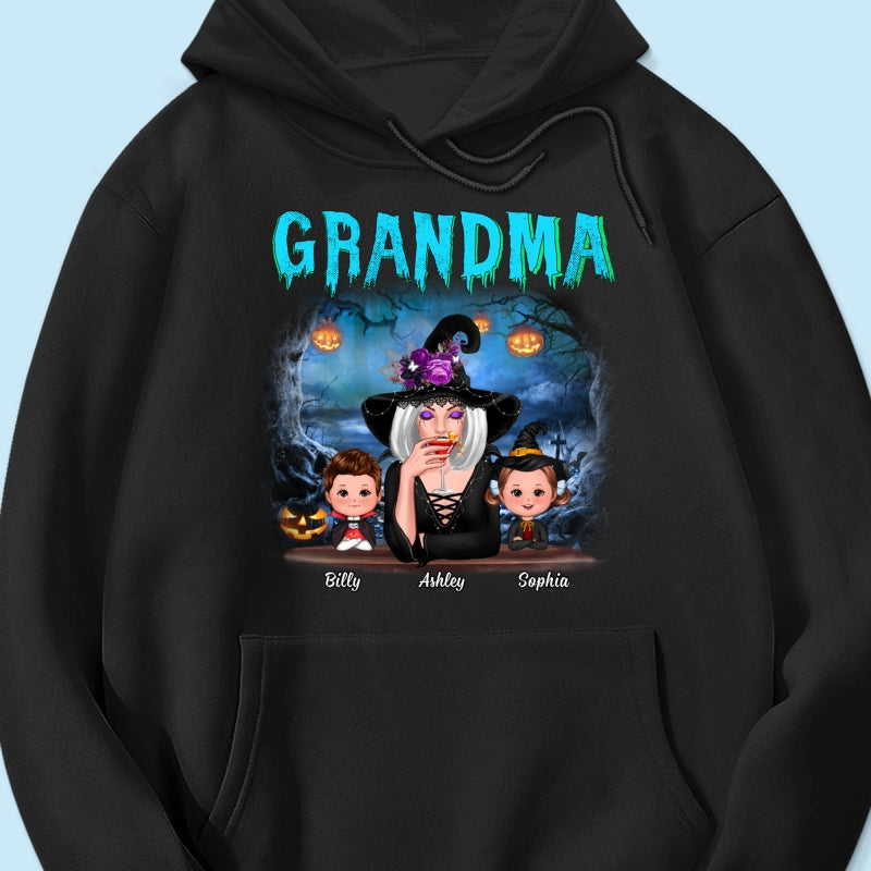 Halloween Night Grandma Witch And Kids Personalized Shirt