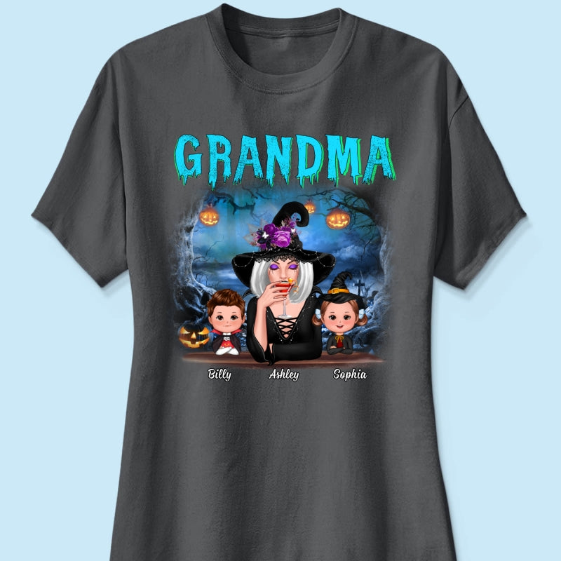 Halloween Night Grandma Witch And Kids Personalized Shirt