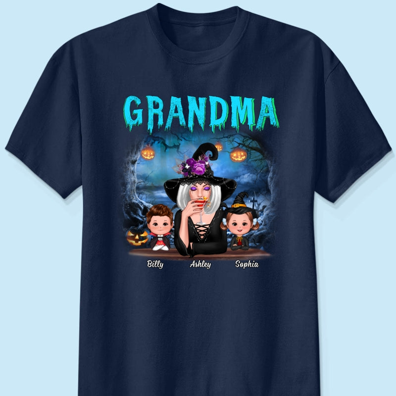 Halloween Night Grandma Witch And Kids Personalized Shirt