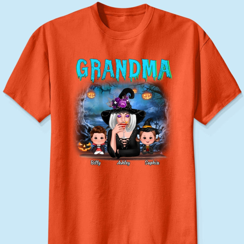 Halloween Night Grandma Witch And Kids Personalized Shirt