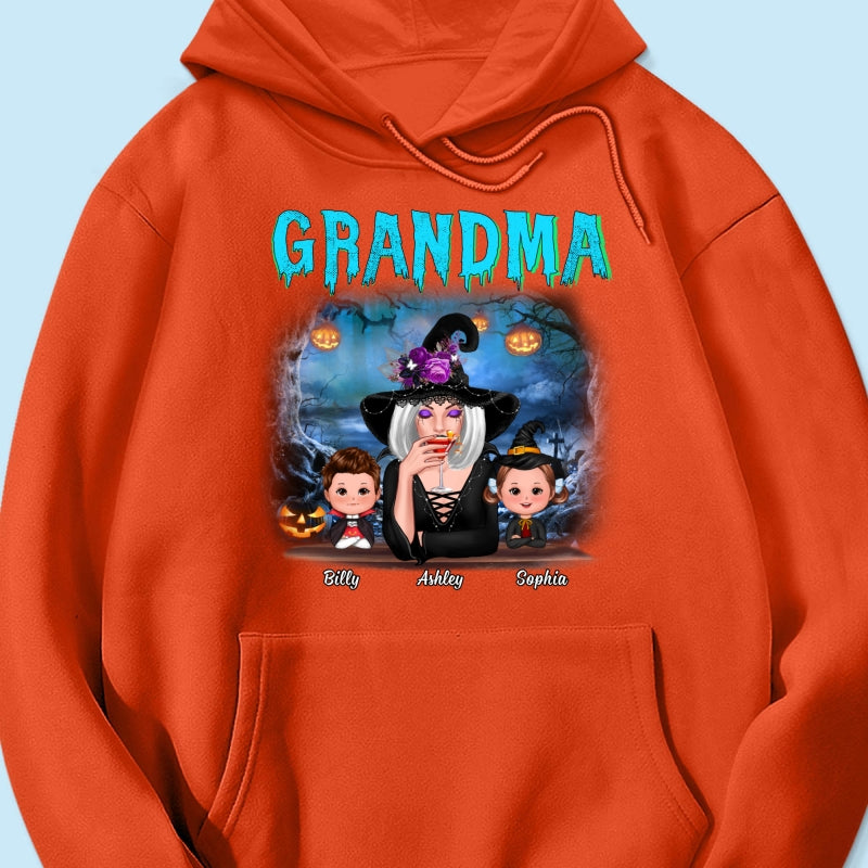 Halloween Night Grandma Witch And Kids Personalized Shirt