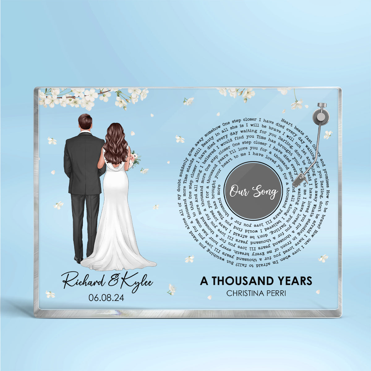 Bride & Groom First Dance Wedding Song Lyrics Custom Photo Wedding Gift, Anniversary Gift Personalized Acrylic Block Plaque