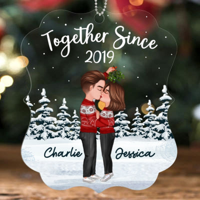 Together Since Couple Under Mistletoe Personalized Acrylic Ornament