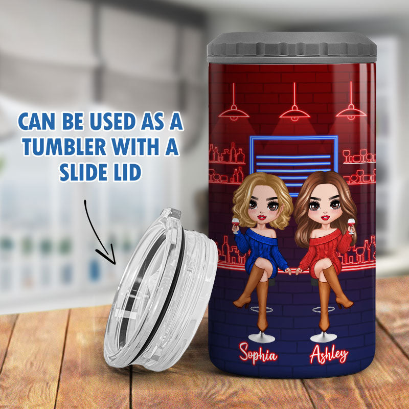 Doll Besties Sisters Drinking Partners Personalized 4 In 1 Can Cooler