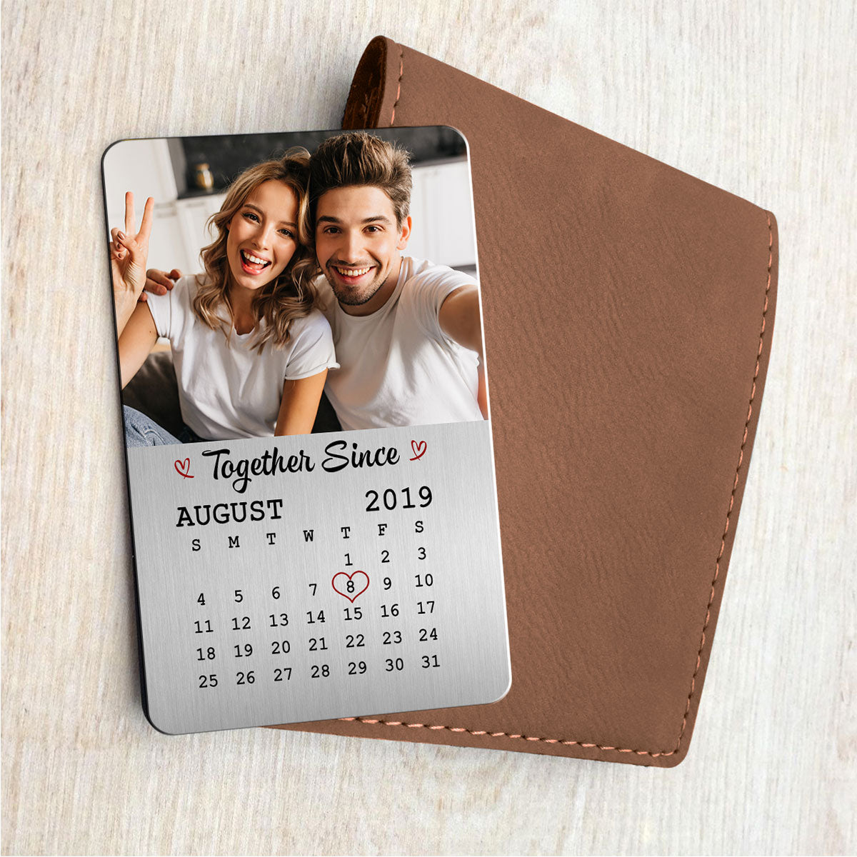 The Day It All Began Custom Photo Anniversary Date Personalized Wallet Insert Metal Wallet Card