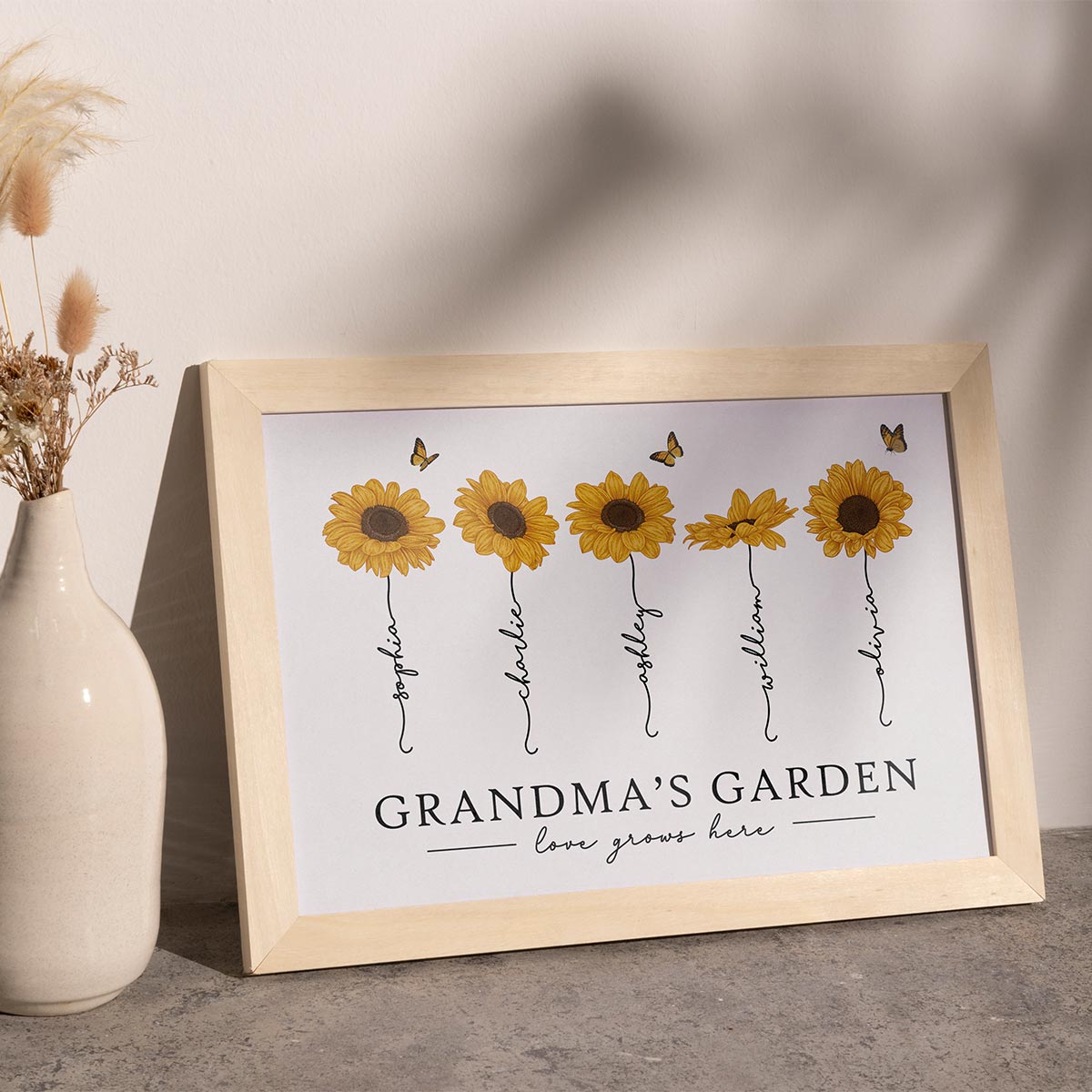 Grandma‘s Garden Love Grows Here Sunflower Gift For Grandma Nana Mom Personalized Poster