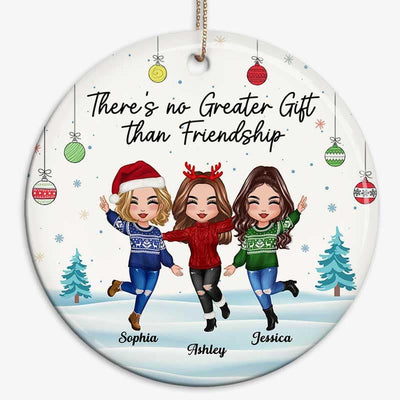 Happy Doll Besties No Greater Gift Than Friendship Personalized Circle Ornament