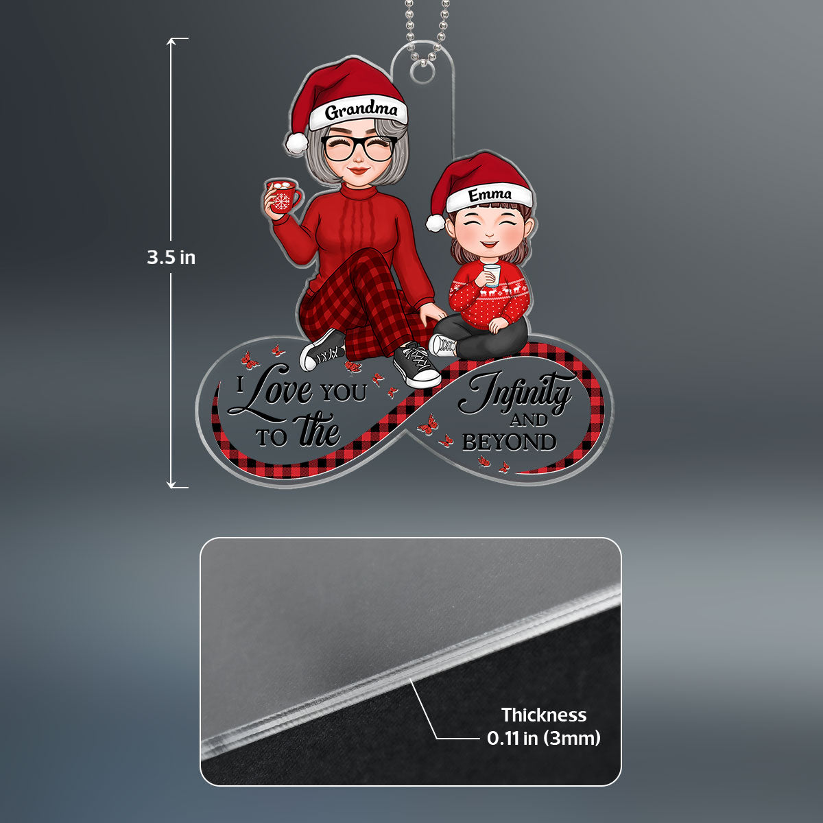 Love You To Infinity & Beyond Cute Grandma Grandkid Sitting Personalized Acrylic Ornament