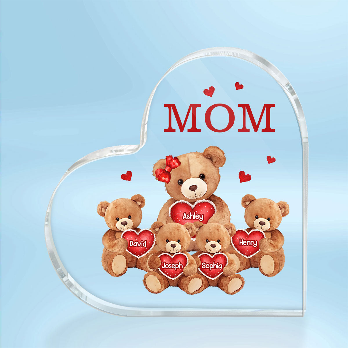 Grandma Mom Auntie Bear Personalized Heart Acrylic Plaque