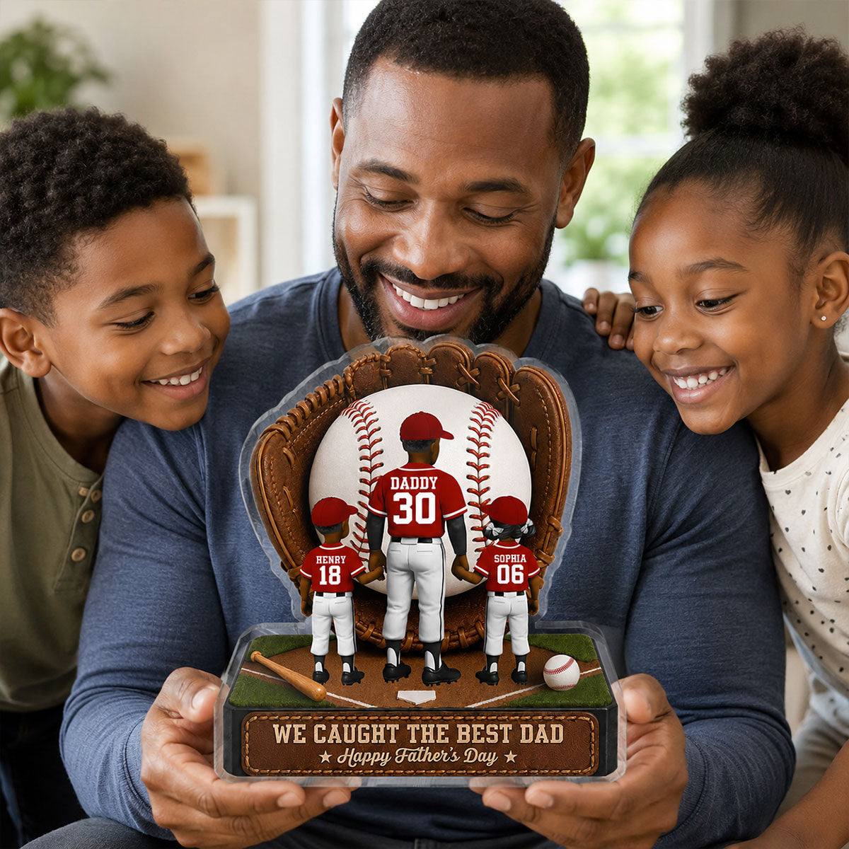 Baseball Dad Legend We Caught The Best Dad - Personalized Acrylic Block Plaque - Father's Day Gift For Dad