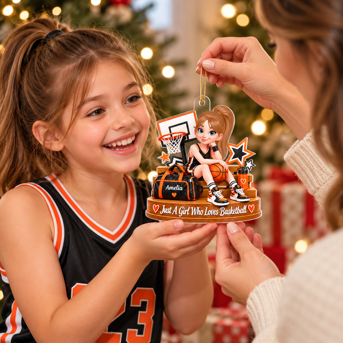 Just a Girl Who Loves Basketball - Personalized Acrylic Ornament - Christmas Gift for Daughter, Granddaughter