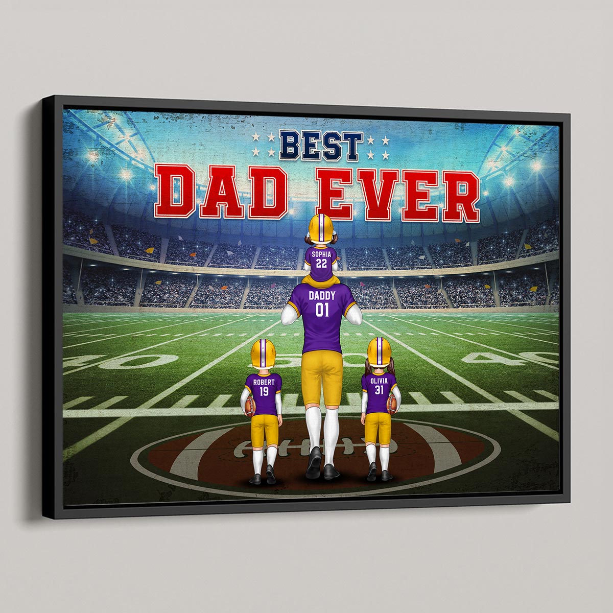 Best Dad Ever Football Personalized Poster, Gift For Dad Husband
