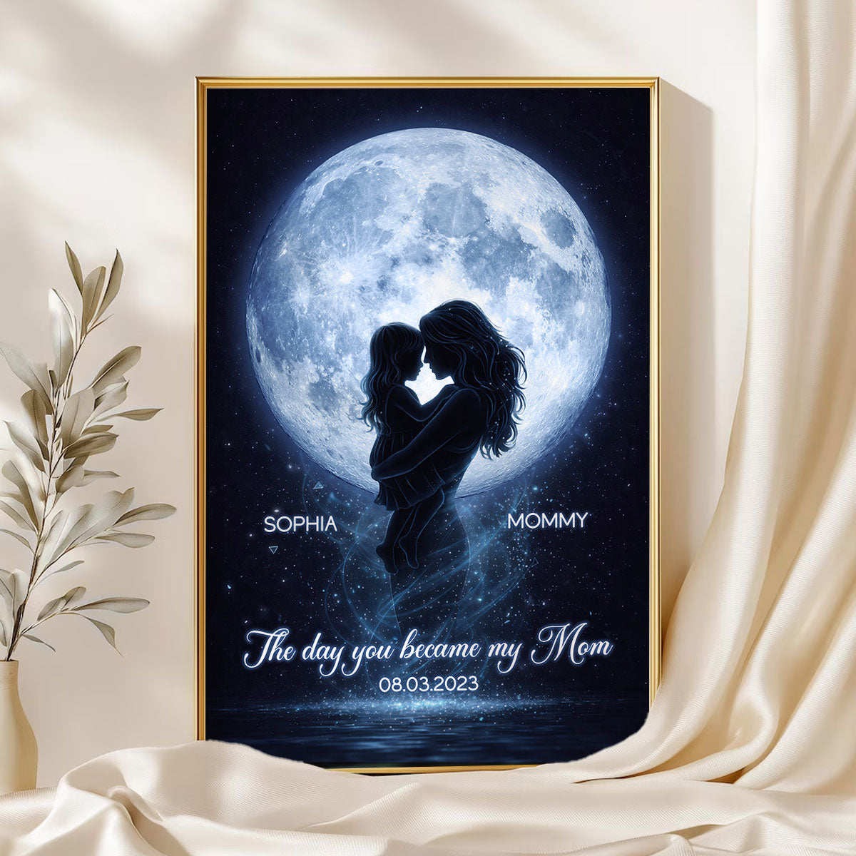 The Day You Became My Mom Moon Phase - Personalized Poster - Heartfelt Gift For Mom