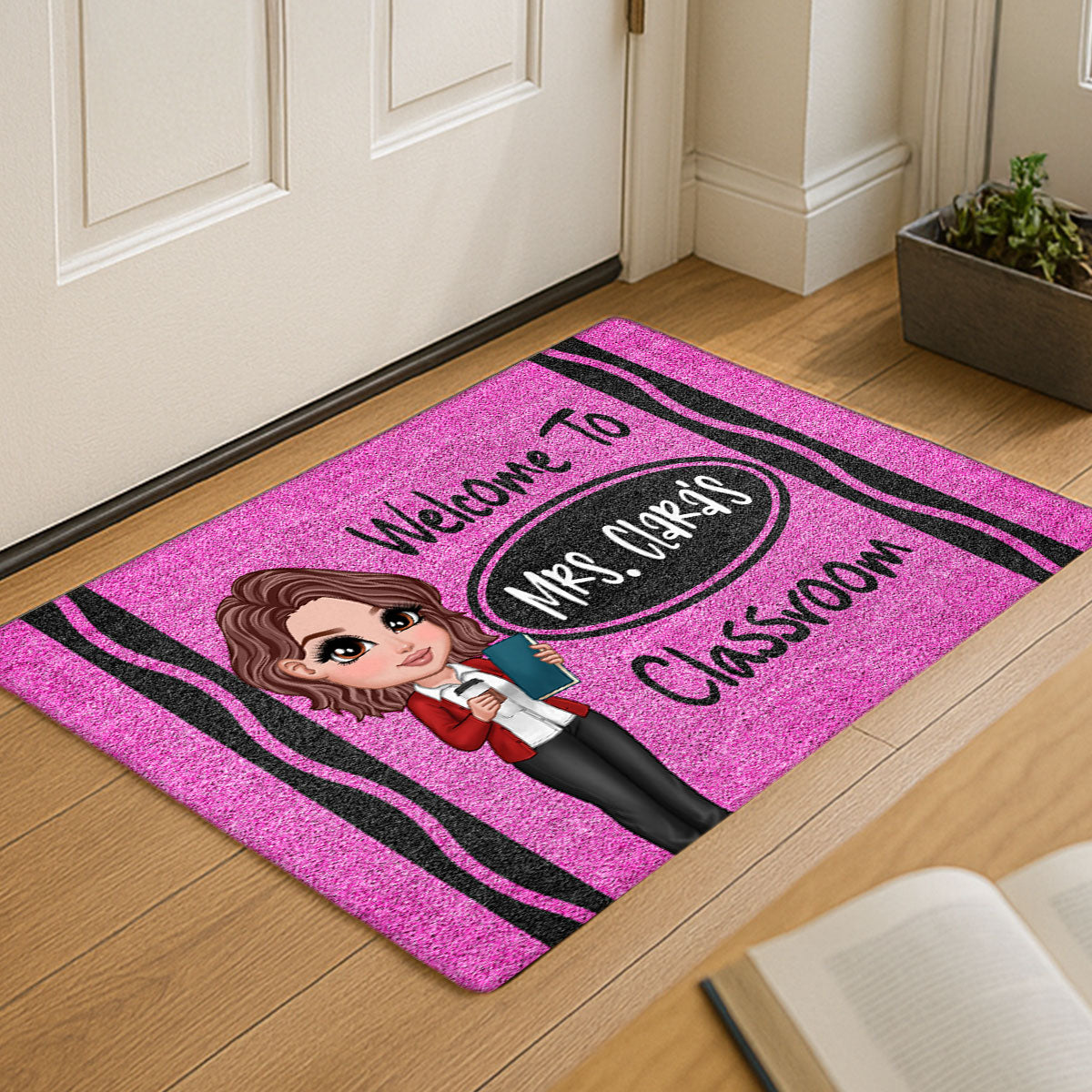 Y2K Teacher Crayon Welcome To Classroom Personalized Doormat