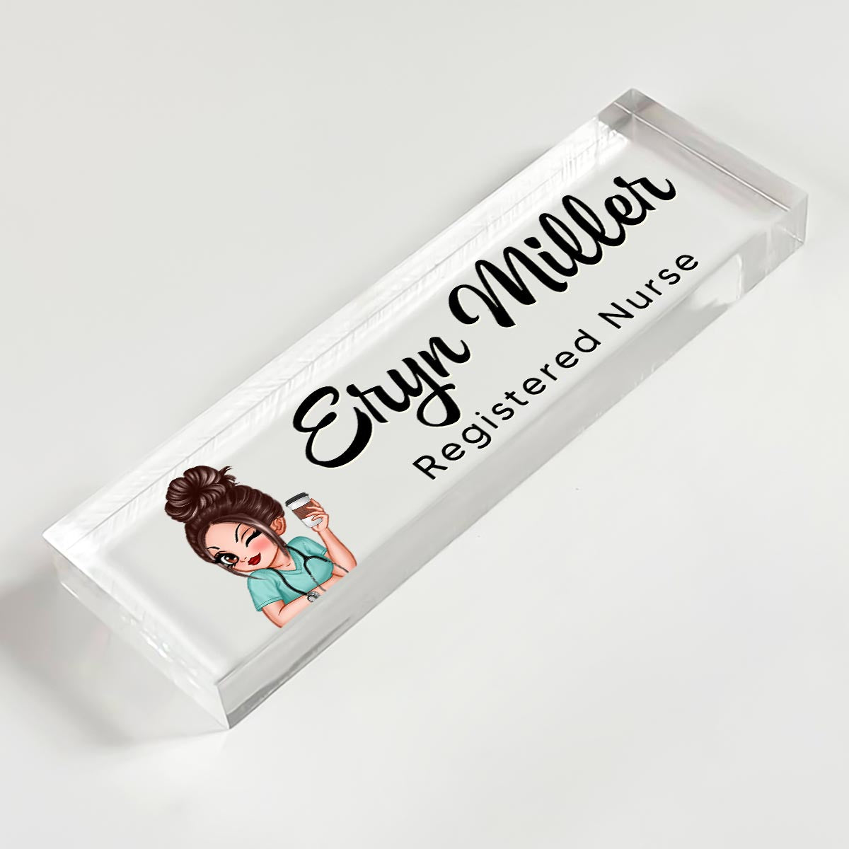 Nurse Doctor Floral Personalized Acrylic Desk Name Plate
