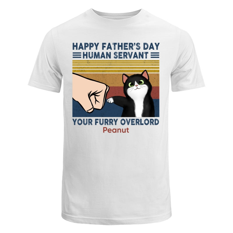 Happy Father‘s Day Human Servant Fluffy Cat Retro Personalized Shirt