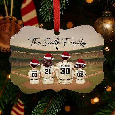 Retro Vintage Baseball Family Christmas Personalized Aluminum Ornament, Christmas in July