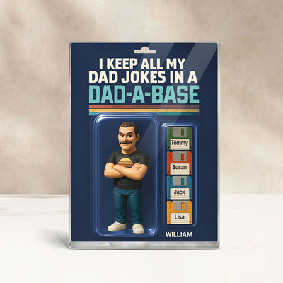 I Keep All My Dad Jokes in a Dad-a-base Custom Action Figure Personalized Acrylic Block Plaque, Funny  Gift for Dad