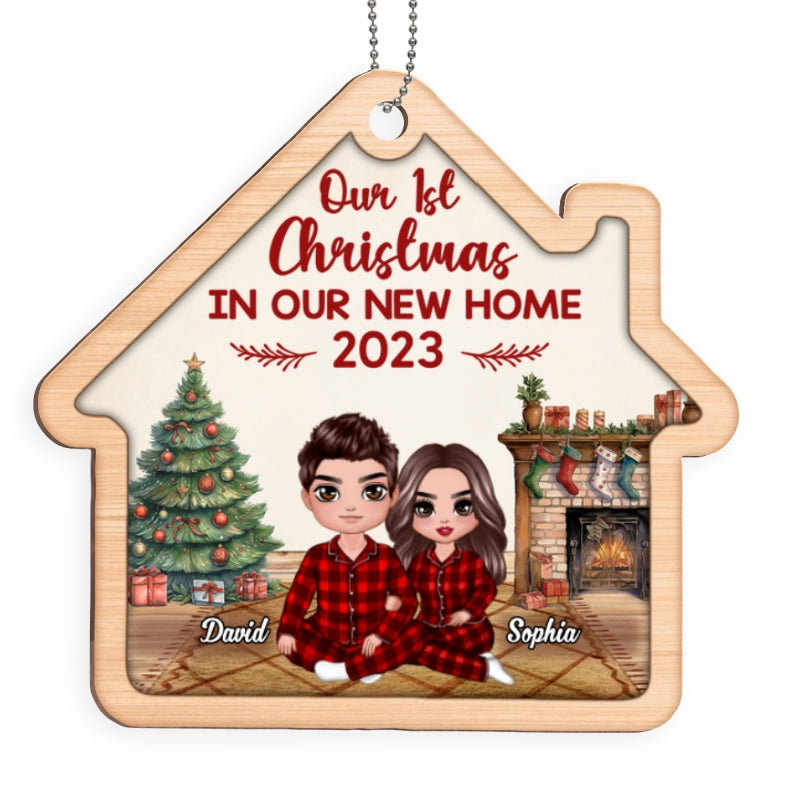 Couple In House First Christmas Together Since Personalized House Shaped Wooden Ornament