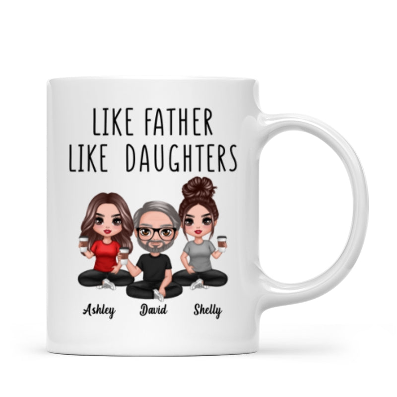 Like Father Like Daughter Son Doll Dad And Daughters Sons Sitting Father‘s Day Gift Personalized Mug