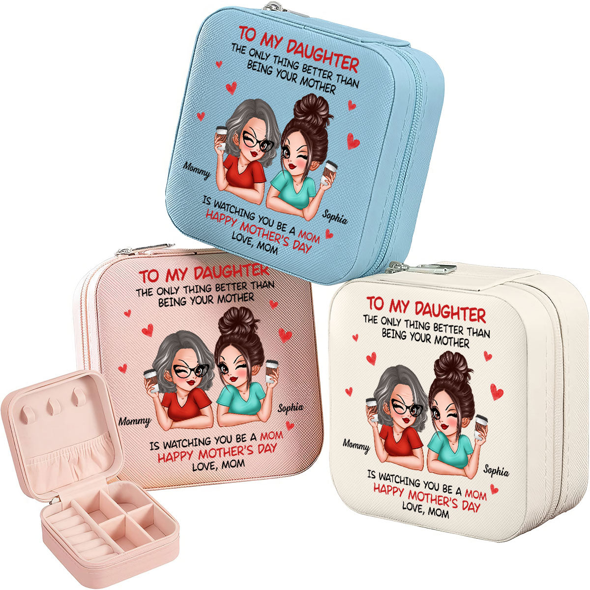 To My Daughter From Mom Happy Mother's Day Personalized Jewelry Box, Gift For Daughter