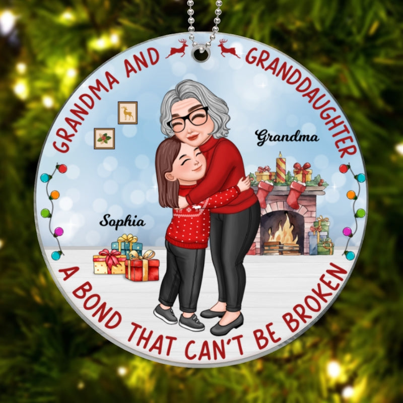 Grandma & Grandkid Hugging Bond Can‘t Be Broken Christmas Gift For Granddaughter Grandson Personalized Acrylic Ornament