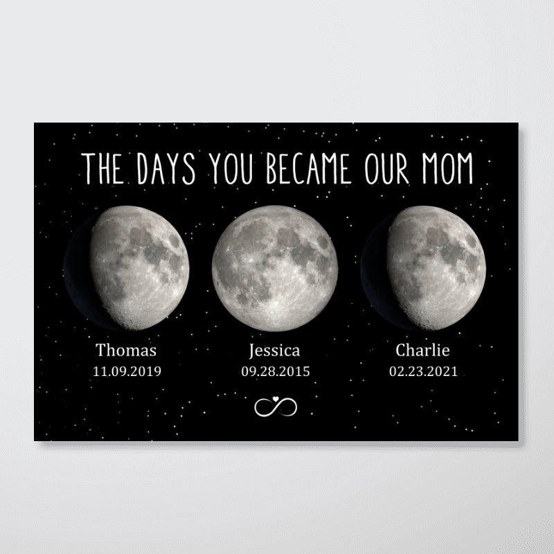 The Days You Became Our Mom Grandma Moon Phase Art Personalized Poster | A Heartfelt Gift for Mom’s Birthday, Mother’s Day, or Just Because