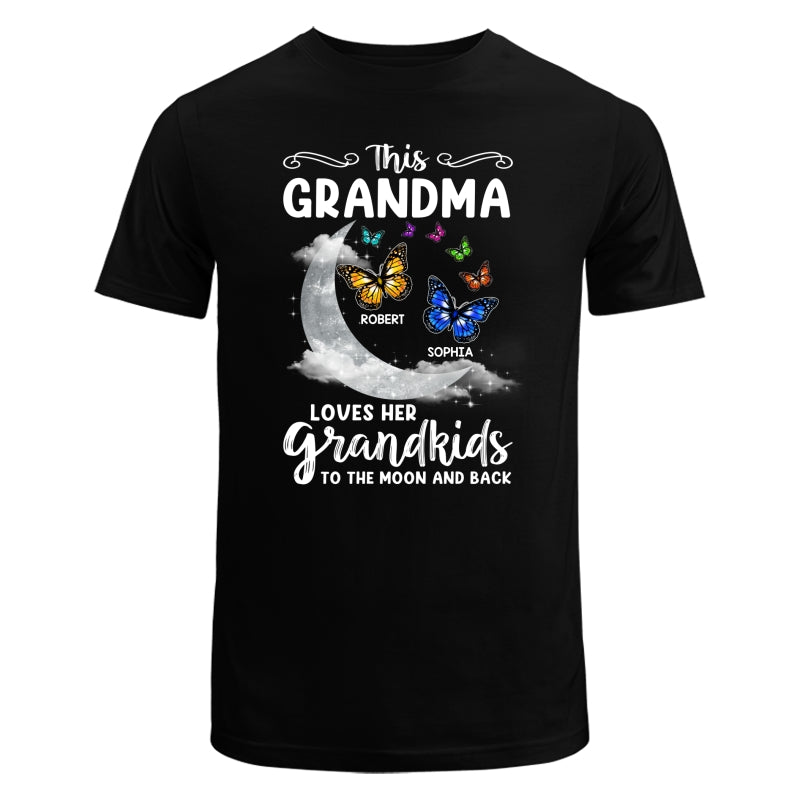 Grandma Loves Grandkids Moon And Back Butterflies Personalized Shirt
